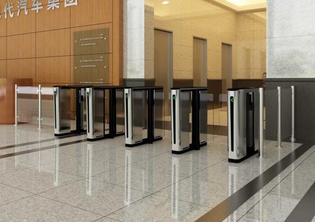 Boon Edam Speedlane Compact Security Turnstiles to Deter and Detect Tailgating in Corporate Lobbies